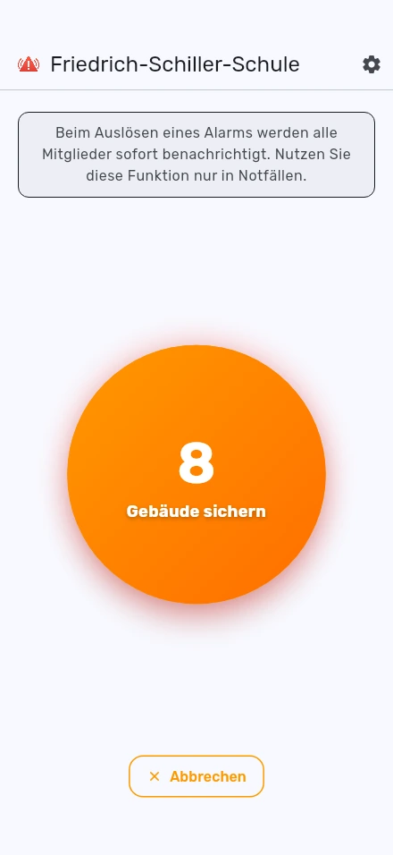 NOKO: Originalansicht zum Auslösen eines Beispielalarms